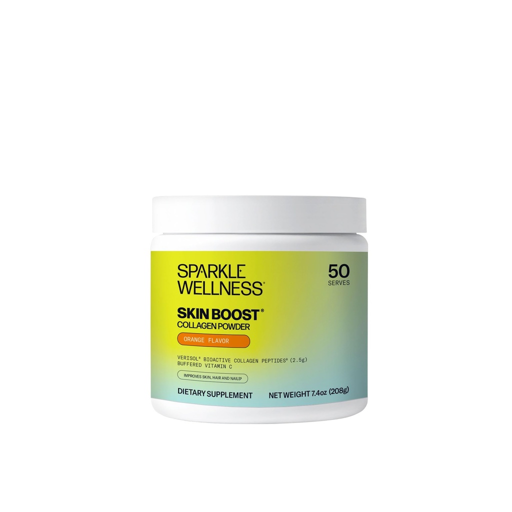 Sparkle Wellness VERISOL Bioactive Hydrolyzed Collagen Peptide | Collagen Powder Supplement mit Vitamin C für Haut, Haar & Nail Gesundheit | Skin Boost (Orange) [50-Serves]