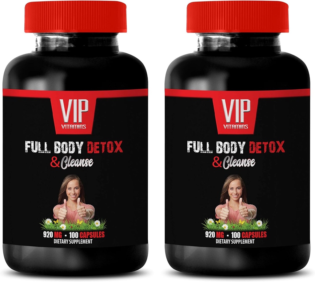 Körperreinigung und Entgiftung - FULL BODY DETOX UND CLEANSE - goldenseale Wurzelpillen, goldenseale Kräuter, Burdock Wurzel, rote Nelke, gelbe Dockswurzel, Detox saubere Pillen, Körper reinigende Entgiftung - 2 B 200 Kapseln