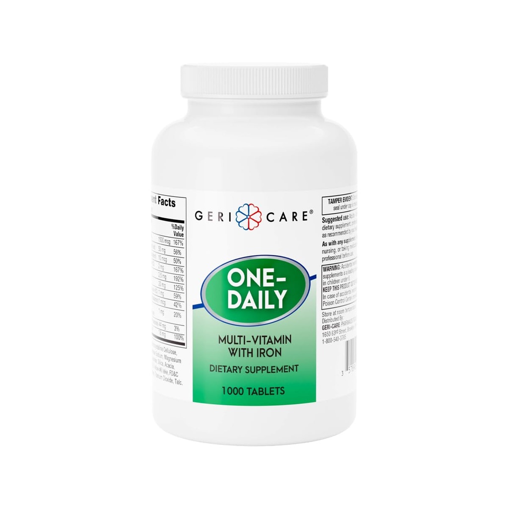 GeriCare One-Daily Multi-Vitamin mit Eisen Tabletten, 1000 Graf (Pack von 1)