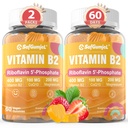 Vitamin B2 Gummie | Riboflavin 400mg für Erwachsene und Kinder | mit Magnesium & CoQ10 für Energie & Migraine Relief | Zucker Free B2 Vitamin VIT B | Non GMO, Vegan, 120 Zähler
