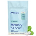 Neuro Memory & Focus Gum (90 Stück) - Decaf & Sugar Free mit American Ginseng, L theanine, Vitamin B12 & Vitamin B6 für Psychische Alertness - Gehirnergänzungen für Gedächtnis und Fokus - Pfefferminz Flavor