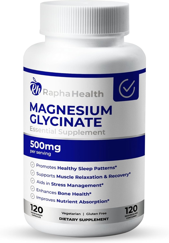 Magnesium GLYCINATE 500mg | Hohe Absorption | 100% Chelat | Unterstützt Knochengesundheit & Muskeln Erholung | 120 Kapseln - 4 Monate Versorgung