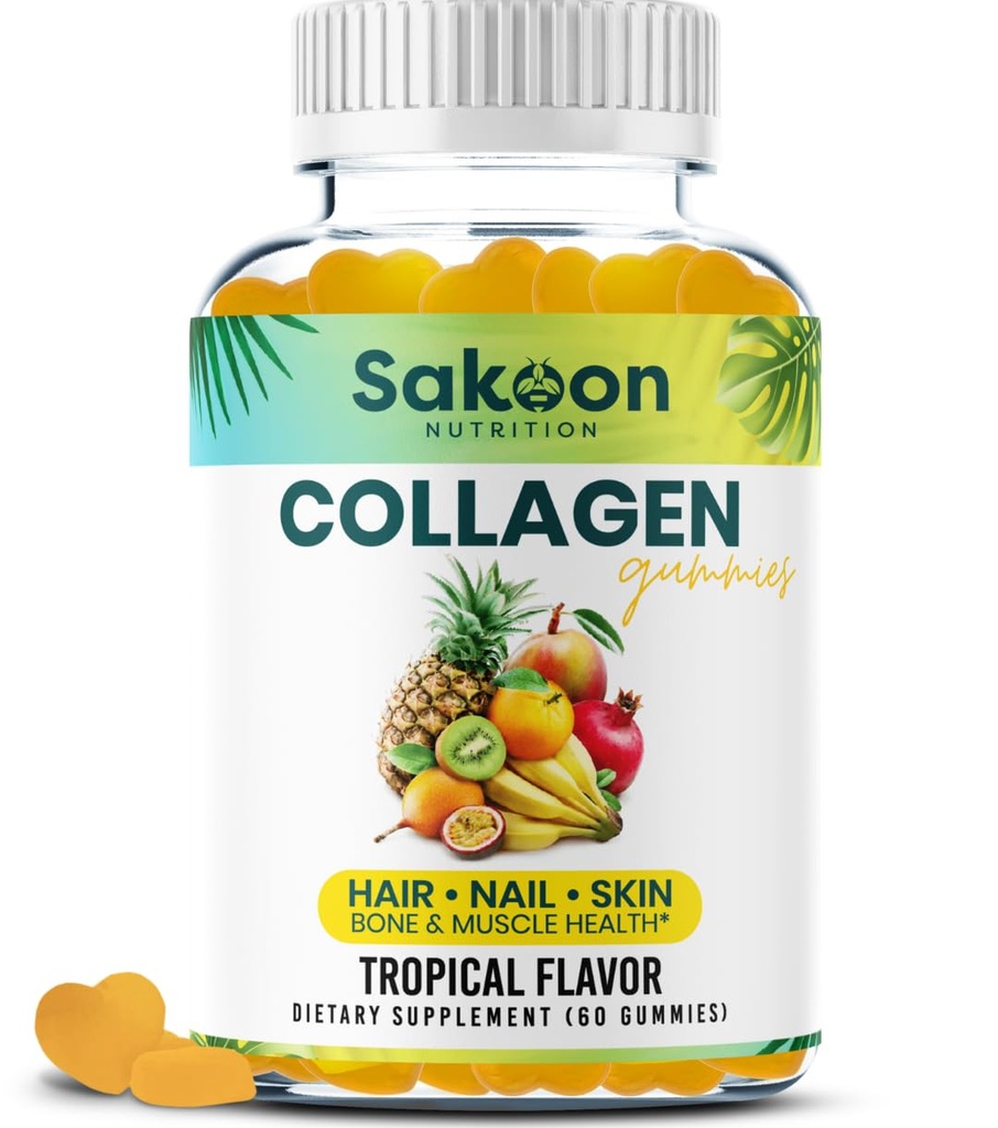 Halal Collagen Gummies für Damen und Herren - Anti-Aging, Haarwachstum, Hautpflege & starke Nails Protein Collagen Supplements - Non-GMO, Glutenfrei - Made in USA