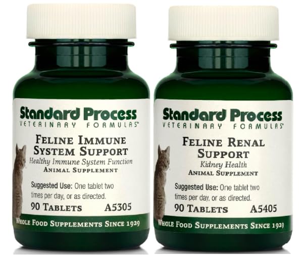 Standard Process Feline Vitality Bundle - Ganzes Nahrungsergänzungs-Kit mit Feline Renal Support & Feline Immunsystem Support - Cat Nutritional Supplements für Immun- & Urinary Health Support