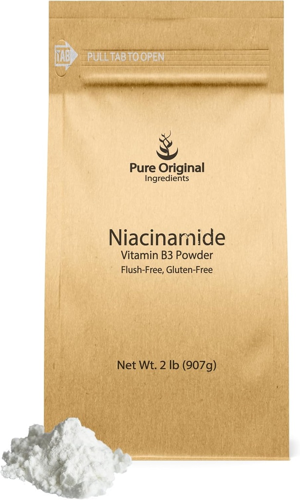 ZUR ORIGINAL INGREDIENTS Niacinamid (2 lb) Grippefreies Vitamin B3 Pulver, Nahrungsergänzungsmittel