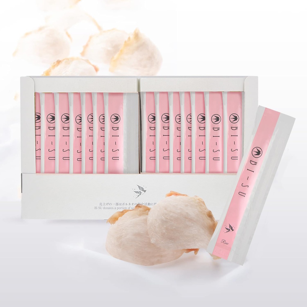 BI-SU Extract Jelly Stick | Natural Swiftlet Nests Extract, Collagen, Vitamin C, Japanische Hautpflege, Anti-Aging, hält die Elastizität der Haut fest, fördert Immunsystem, GI Health, Rose Flavor, 30 PCS