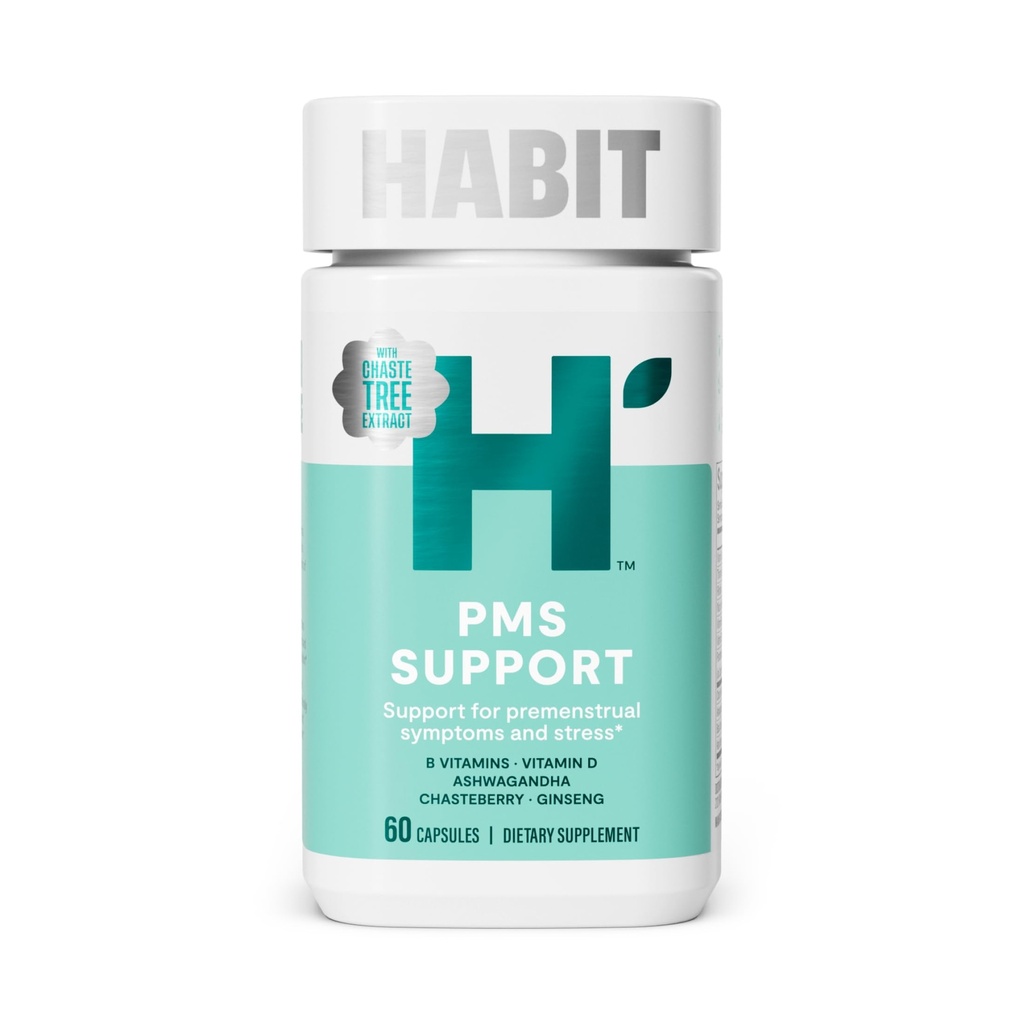 Habit PMS Unterstützung Ergänzung für Frauen (60 Kapseln) - Unterstützt vormenstruelle Symptome &amp; Stress, Hormon Balance, Mood, B Vitamine, Vitamin D, Chasteberry, Ashwagandha, Gluten-Free, Non-GMO (1 Packung)
