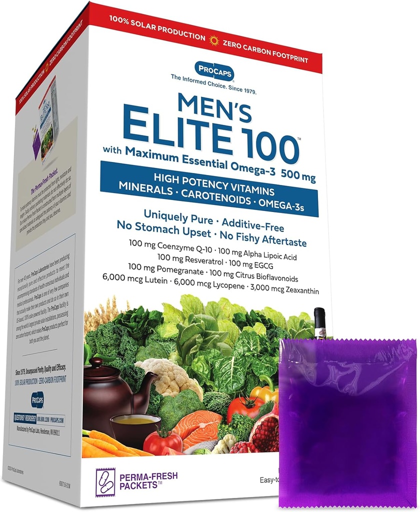 ANDREW LESSMAN Multivitamin-Men's Elite-100 mit Maximum Essential Omega-3 500 mg 60 Packungen - 40+ Potent Nährstoffe, Essential Vitamins, Minerals, Phytonutrients und Carotenoids. Keine Zusatzstoffe