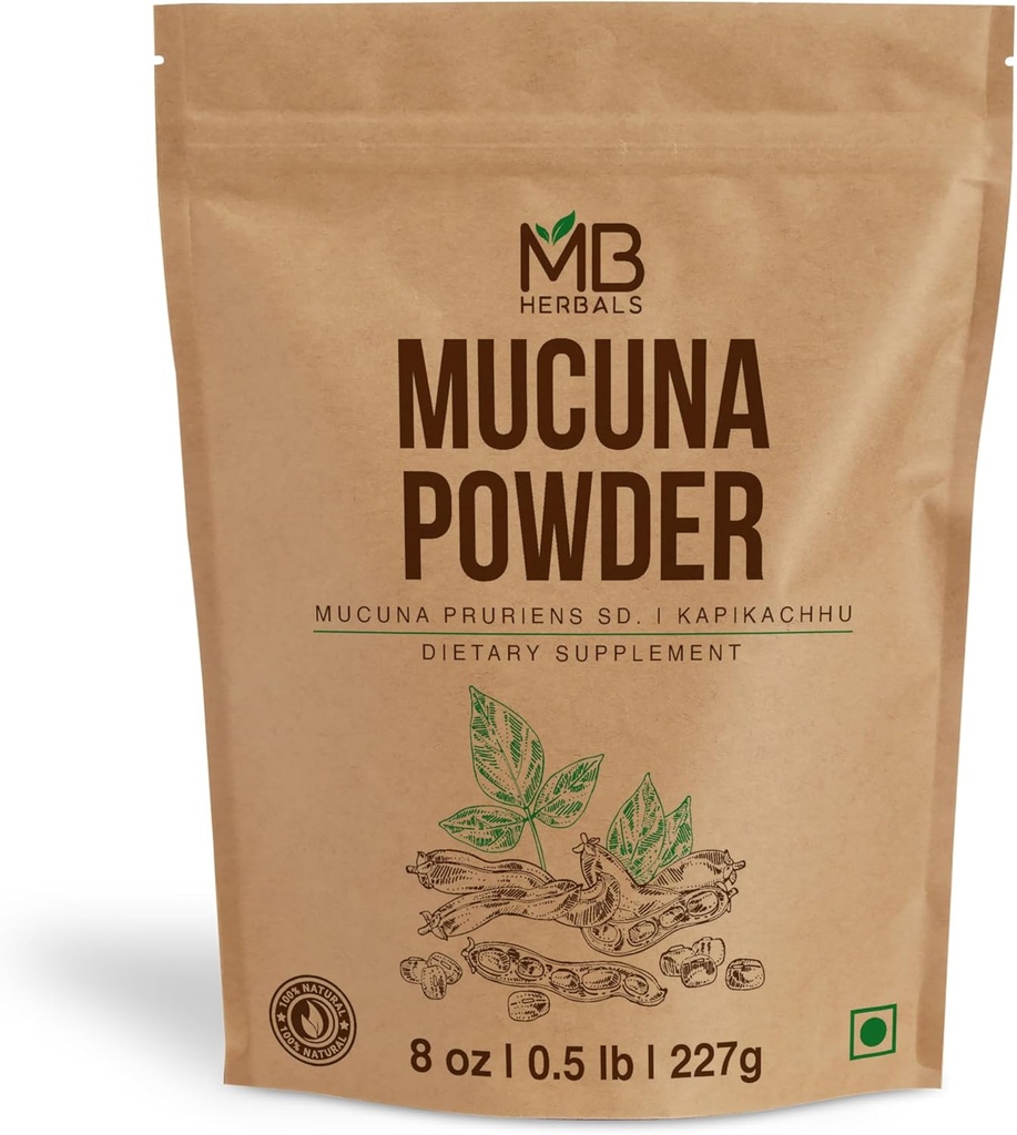MB Kräuter Mucuna Pruriens Pulver | 8 oz (0.5 lb) | White Mucuna Seed Powder | 100% Pure & Natural, Non-GMO, Vegan Kräuterergänzung