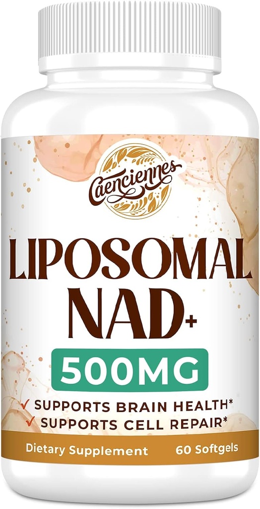 Liposomale NAD+ 500 MG-Ergänzung, wahre NAD Plus-Ergänzung, Überlegene Absorption, Boost NAD+ Mehr Efficient Than Nicotinamid Riboside für Cellular Energy, Healthy Aging, 60 Servieren