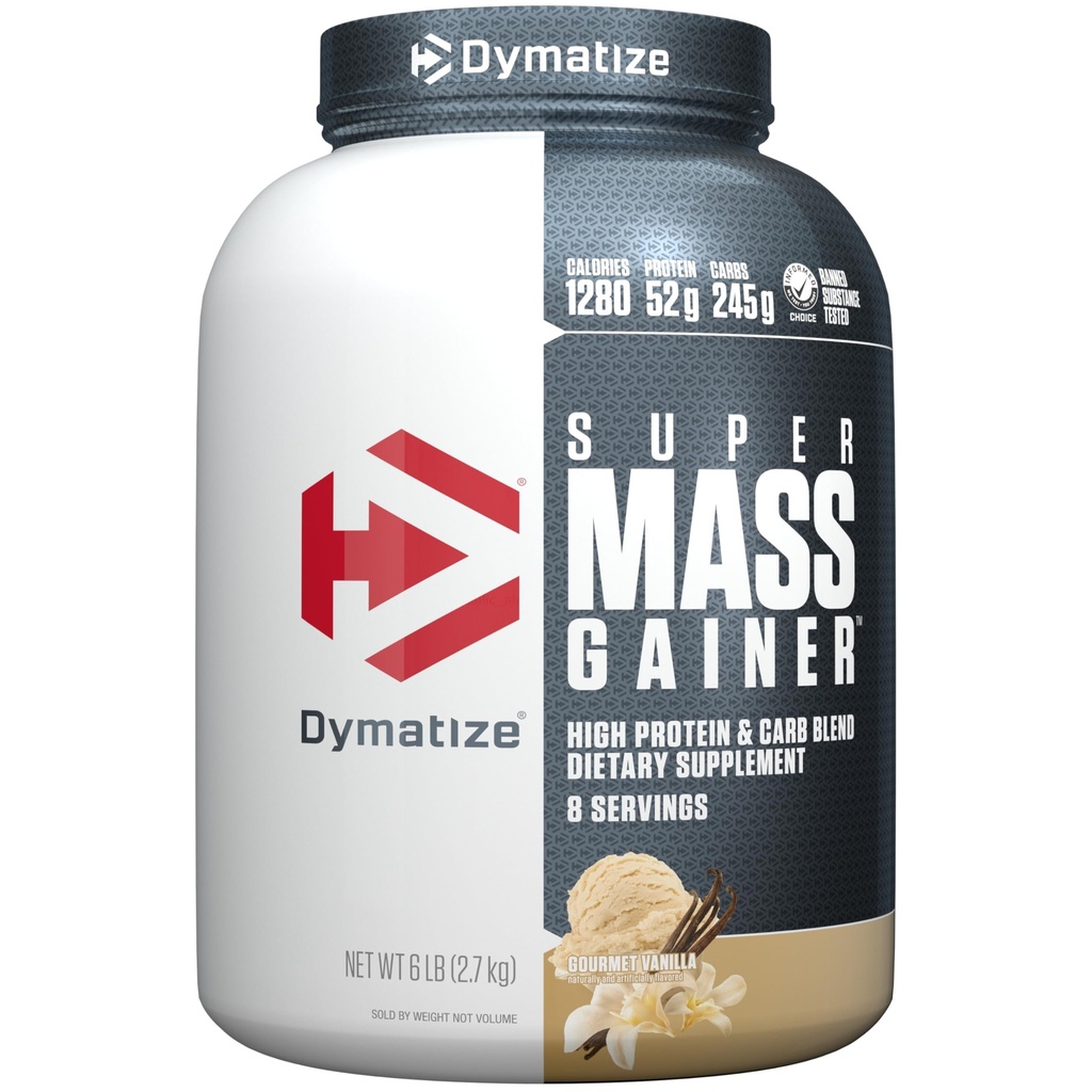 Dymatize Super Maß Gainer Protein Powder, Gourmet Vanille, 52g Protein, 1g Creatin, 1280 Kalorien, 10.7g BCAAs, 245g Carbs, Enthält Whey Protein Powder, Isolate und Casein (8 Servierungen)