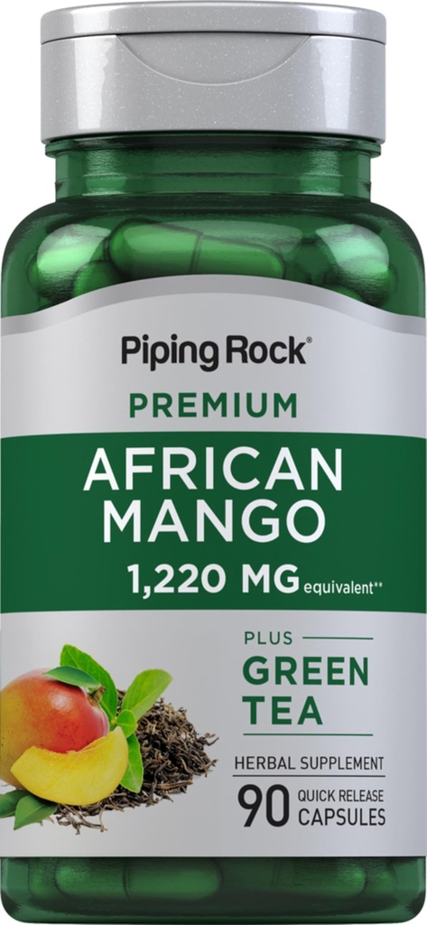 Piping Rock African Mango Seed Extract | 90 Capsules | Supplement with Green Tea | Extra Strength Pills | Non-GMO, Gluten Free
