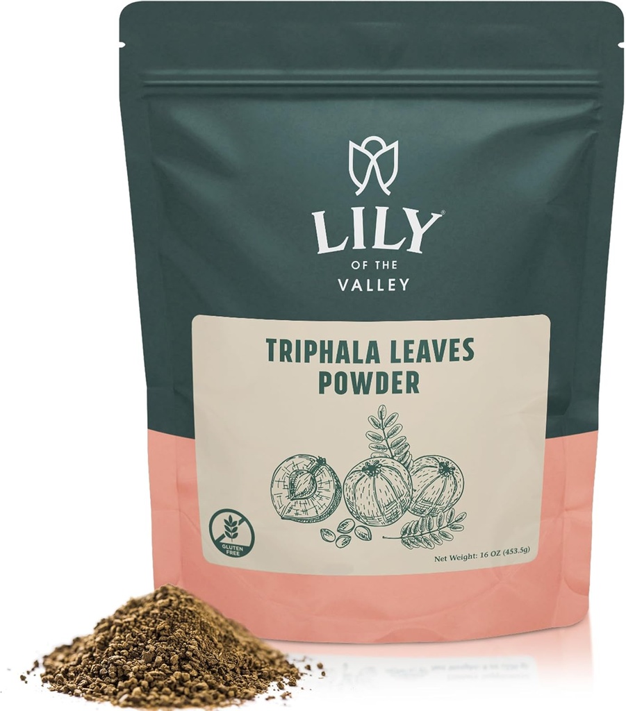 LILY OF THE VALLEY Triphala Powder - Mix of Amla, Haritaki & Bibhitaki - Geliefert aus Indien - Herbal Adaptogen Superfood - Vegan & Glutenfrei - Verpackt in wiederverschließbarer Tasche (4oz, 113g)