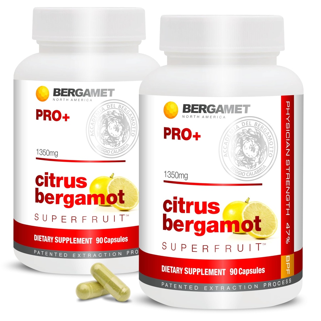 Citrus Bergamot SuperFruit PRO+ mit Olivenblatt-Extrakt - 47% BPF - 80% Polyphenole - 675mg pro Servieren - Welten stärkste - Unterstützt durch Klinische Studien - Made in USA - 180 Caps