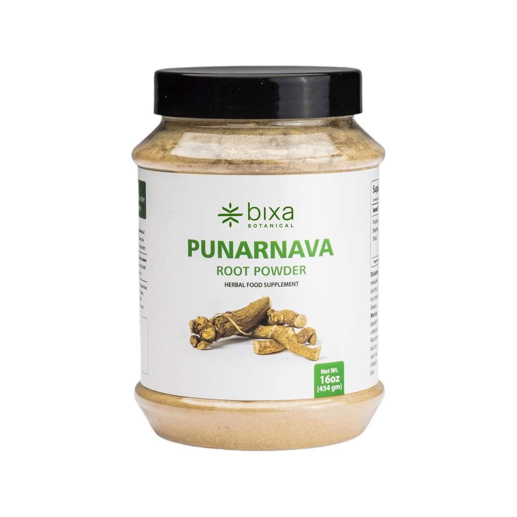 bixa BOTANICAL Punarnava Powder, Boerhavia Diffusa – Unterstützt Nierenentgiftung und Lebergesundheit – Dampfbehandelt, Vegan, Non-GMO, 100% reine Ayurvedische Kräuterergänzung, 16 Oz