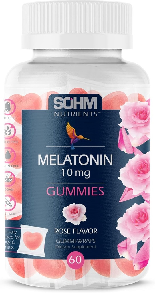 SOHM Melatonin Gummies 10 mg for Adults | Sleep Support Gummies | Vegetarian Melatonin Supplement | Helps Support Restful Sleep & Sleep Quality | Easy-to-Chew Gelatin Gummies for Men & Women