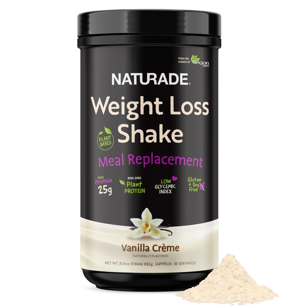 Naturade Weight Loss Shake Meal Replacement, 18 Servierungen - 25g Pflanzenbasiertes Protein, CLA, Fiber & 18 Vitamine und Mineralstoffe entwickelt zu Curb Cravings und Boost Daily Nutrition - Vanilla Creme