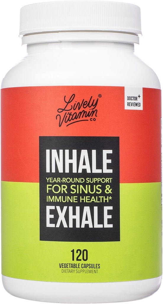 VITAMIN CO. Inhalieren Ausatmen - Hilft beruhigen Allergien - Itchy Watery Eyes - Allergy Symptom Relief - Nasal Congestion - Klare Atmung - Allergic Response - Coughing - Sneezing - 120 Kapseln