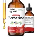 Wild & Organic Berberine Drops - Antioxidant Support - Liquid Berberine HCL 500mg - Add to Tea Supplement - Berberis Aristata Bark Extract - Pure, Vegan, Alcohol & Sugar-Free Tincture - 4 fl oz