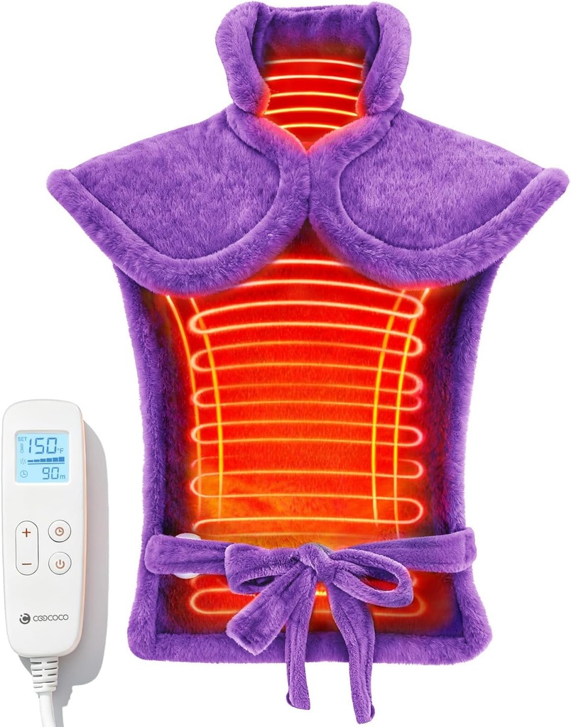 CooCoCo Back Heizkissen für Damen Grandma, FSA Eligible Heat Pad für Rückenschmerzen Relief, niedliche Hitze Pad mit 6 Hitzeniveaus, Weihnachtsgeschenke für Mama Ehefrau Ihr Grandma, ETL Certified, Purple