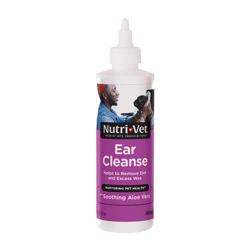 Nutri-Vet Ear Cleanse for Dogs, Liquid Ear Cleanser mit beruhigender Aloe und Salicylsäure, Entfernt und reinigt Wachs, Schmutz und Debris, Deodorizes, und Itch Relief, Sanft veterinär geformt, 8oz