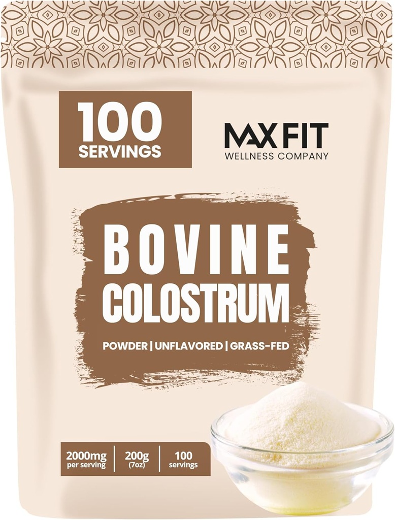 Kolostrum-Pulver-Ergänzung, Bovine Colostrum-Pulver, Leistungsstarke erste Milch | Konzentriert leicht zu mischen Gras-Fed Gut Gesundheit Bloating Immunität Unterstützung Haut Haar 100 Servierungen (200g/7oz)