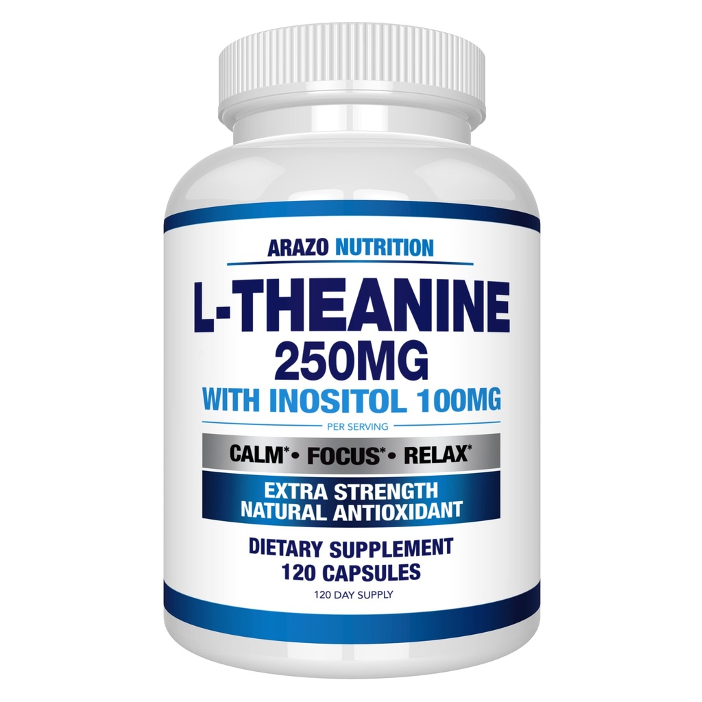 Arazo Nutrition L-Theanin 250mg (Extra Strength) mit Inositol 100mg, 120 Kapseln Vegetarisch
