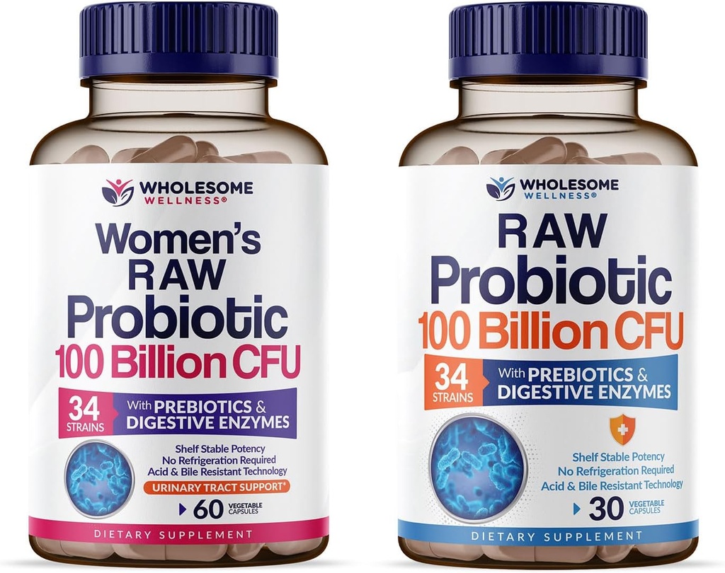 Ganzer Wellness 100 Billion CFUs mit Präbiotika und Bio Probiotics 100 Billion CFU für Männer und Frauen Bundle