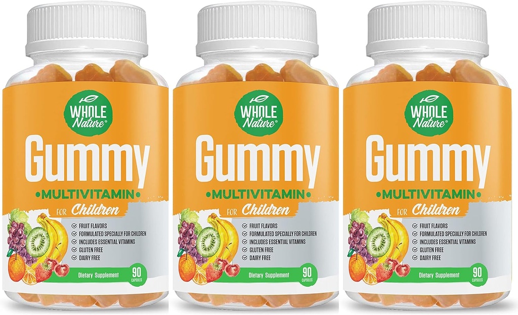 Kinder Vitamine - Komplette täglich essentielle Kinder Multivitamin und Mineralien für Gesamt-Wellness, 90 Gummi ergänzt Frucht Geschmack, keine künstliche Zucker, Milch und Gluten frei (3)