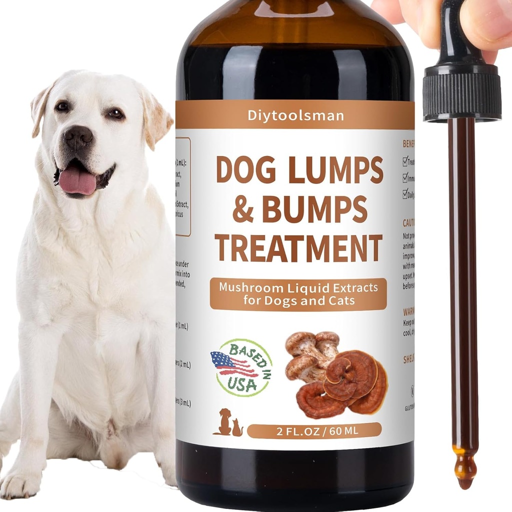 Dog Lumps und Bumps Behandlung – Pilzergänzung für Hunde – Lipoma Reduktion, steigert Immungesundheit und steigert Energie – mit Reishi & Turkey Tail Mushrooms, 3.52 oz (Liquid)