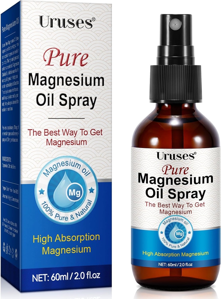Magnesium Spray, Magnesiumöl für Füße, 100% reines Magnesiumöl Spray für Körper, unterstützt Muskelrückgewinnung und Leg Cramps, 2 oz