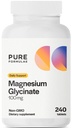 PureFormulas Magnesium Glycinate 100 mg Daily Support for Stress, Nerves, Sleep, Muscles, Metabolism Pure Magnesium Glycinate Supplement for Women and Men Magnesio Non-GMO 240 Tablets