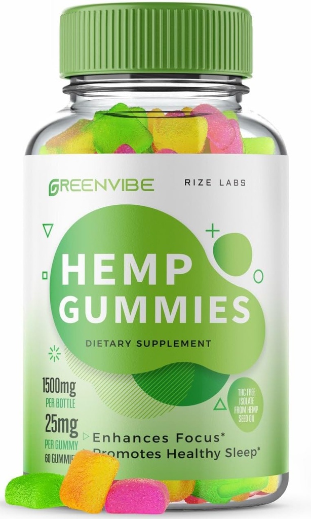 rize labs Green Vibe Gummies - All-Natural Supplement für Beruhigung, Schlafhilfe und allgemeine Wellness, ganzheitliche Relaxation Gummy, Bewertungen Gomitas (60 Gummies)
