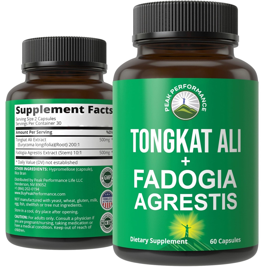 Tongkat Ali + Fadogia Agrestis 2-in-1 T Supplement für Männer. Ultra High Strength Tongkat-Ali Longjack Extract + Fadogia Agrestis Extract. Vegan Kapseln. Unterstützung der natürlichen Energie. USA Geprüfte Pillen
