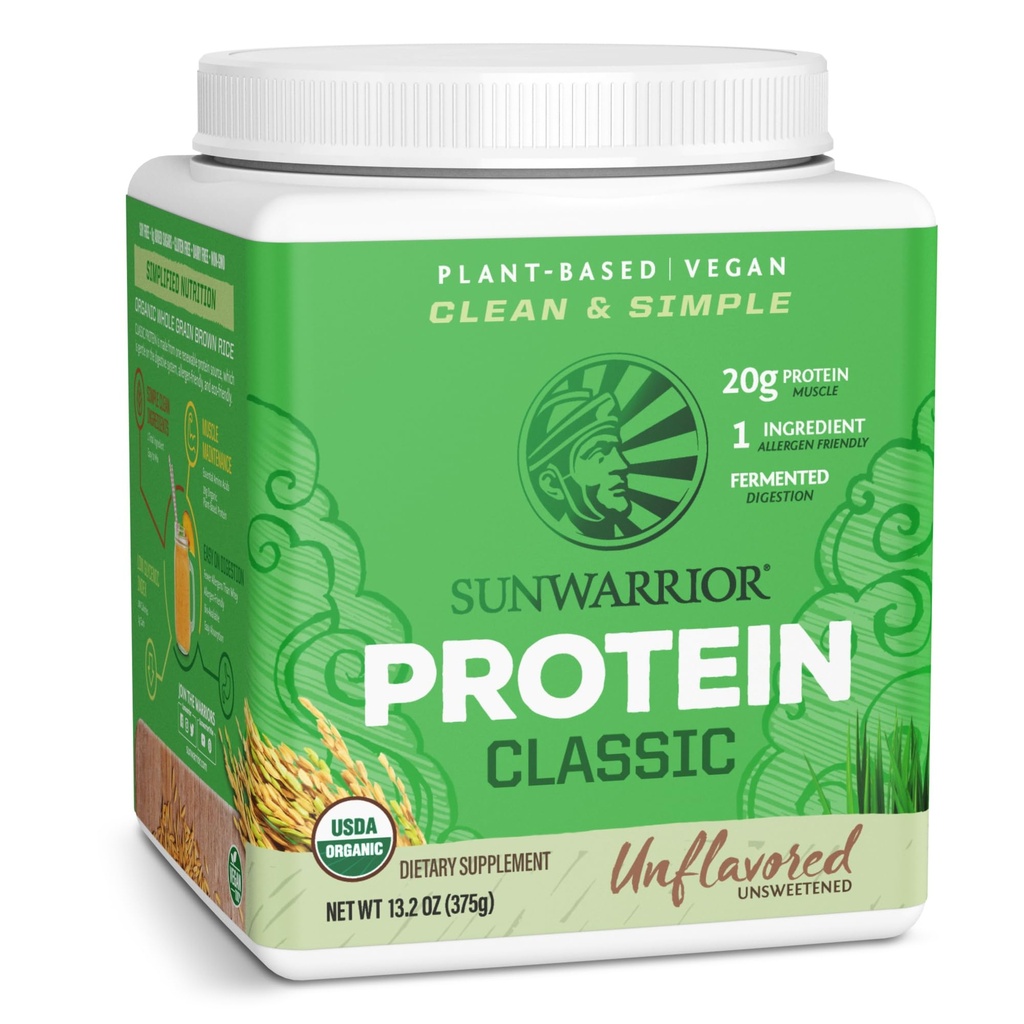 Brown Rice Protein Pulver mit Bcaa & Aminosäuren Raw Rice Protein Shake Gluten Free Low Carb Dairy Free | Plant Based Classic Sprouted Brown Rice Protein Powder Natural 375g von Sunwarrior