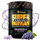 ALPHA LION Superhuman Extreme High Stim Pre Workout Powder, Beta Alanine, L-Taurine & 356mg Tri-Source Koffein für nachhaltige Energie, Nitric Oxide & Citrulline für Pumpe (21 Servings, Grape Flavor)