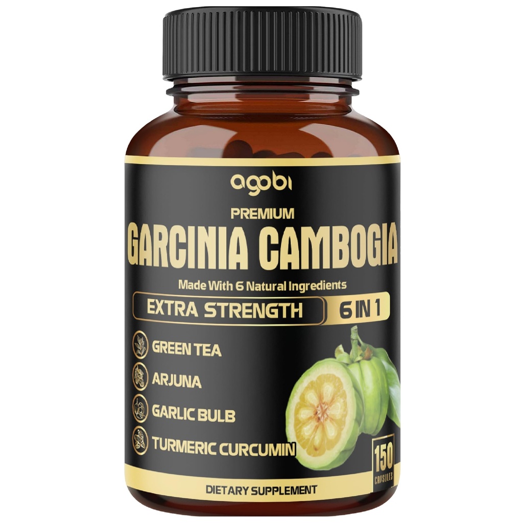Premium Garcinia Cambogia Kapseln mit Grüner Tee, Arjuna, Knoblauch, Kurkuma, Schwarzer Pfeffer - Body Health & Immun Support Supplement - 1 Packung 150 Kapseln für 5 Monate