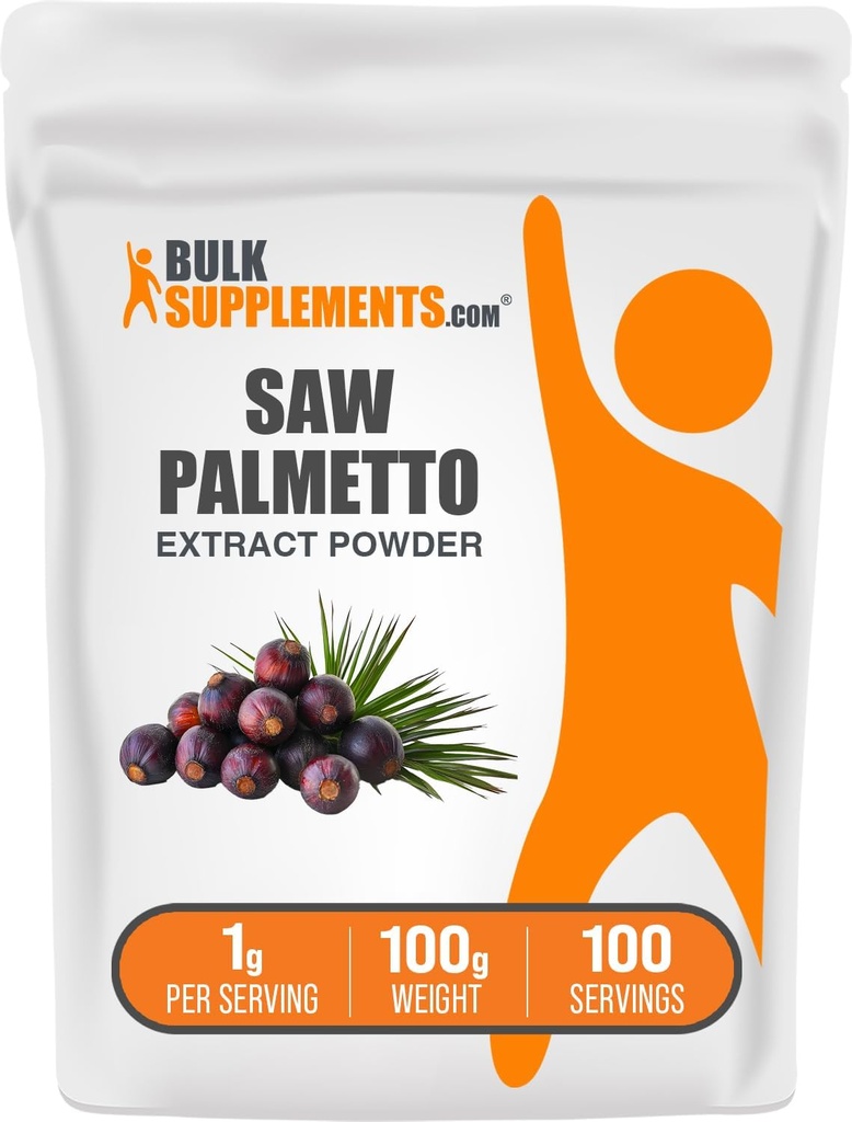 BulkSupplements.com Saw Palmetto Extrakt Pulver - Serenoa Repens, Saw Palmetto Supplement, Kräuterergänzung - Vegan & Glutenfrei, 1g pro Servierung, 100g (3,5 oz) (Pack von 1)