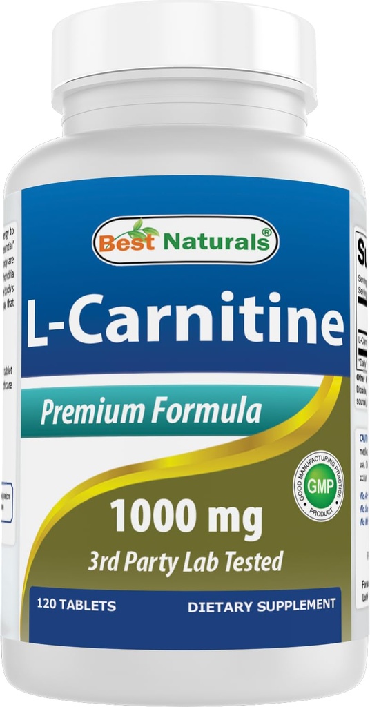 Best Naturals L-Carnitin Fumarate 1000mg pro Tablet - 120 Count - Erhöht Cellular Energy