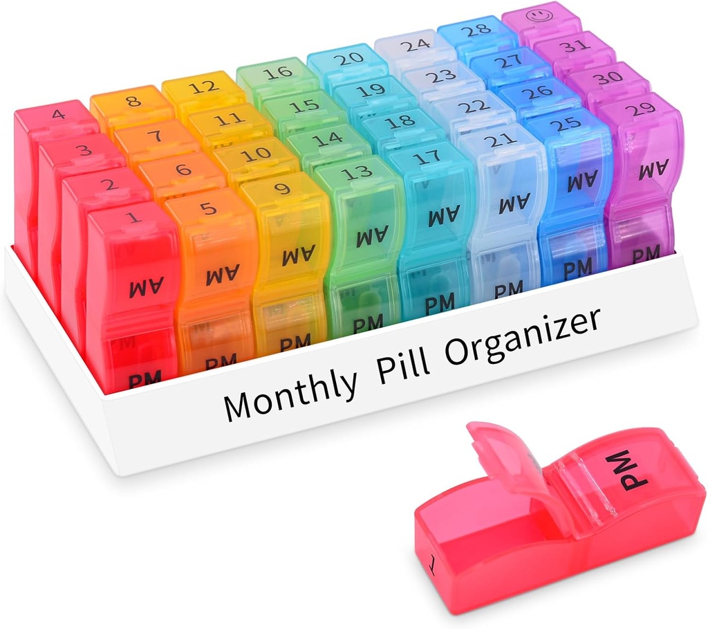 GREENCYCLE Monatliche Pille Organizer 2 Mal pro Tag, 30 Tage Pille Box AM PM, 4 Wochen Pillen-Fälle, Ein Monat Pille Medizin Container Kleine separate Komponenten Vitamine, Fischöl, Nahrungsergänzungsmittel