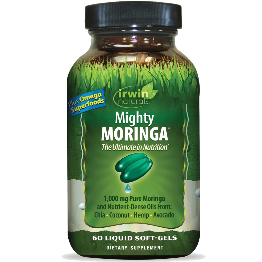 Irwin Naturals Mighty Moringa – 60 Liquid Soft-Gels – Whole-Plant Superfood & Daily Nutrient Concentrate