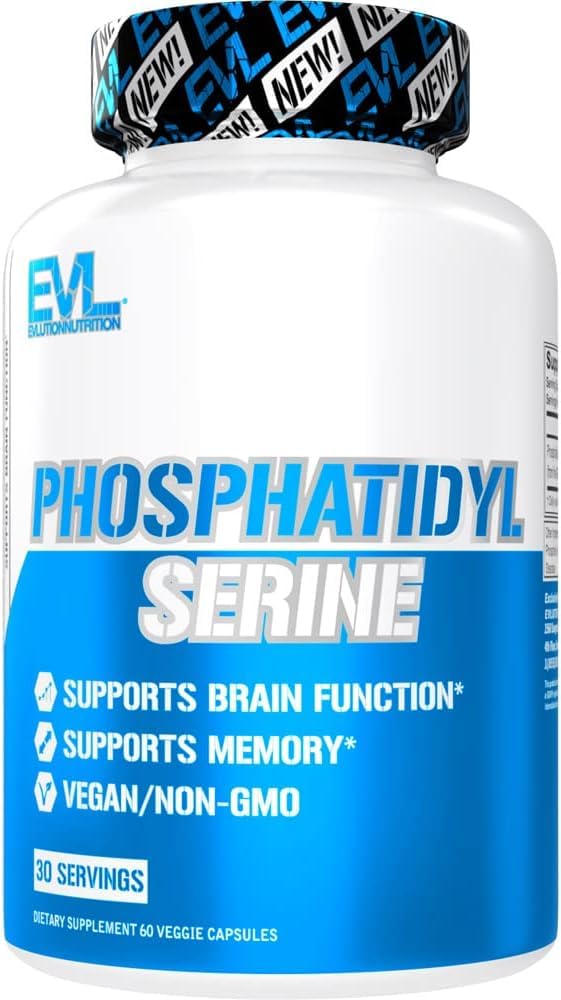 Evlution PhosphatidylSerine Nootropics Brain Support Supplement - Advanced Anti Aging Brain Health Supplement für Erwachsene - Speicher und Fokus mit Phosphatidylserine 300mg - EVL Vegan Non-GMO