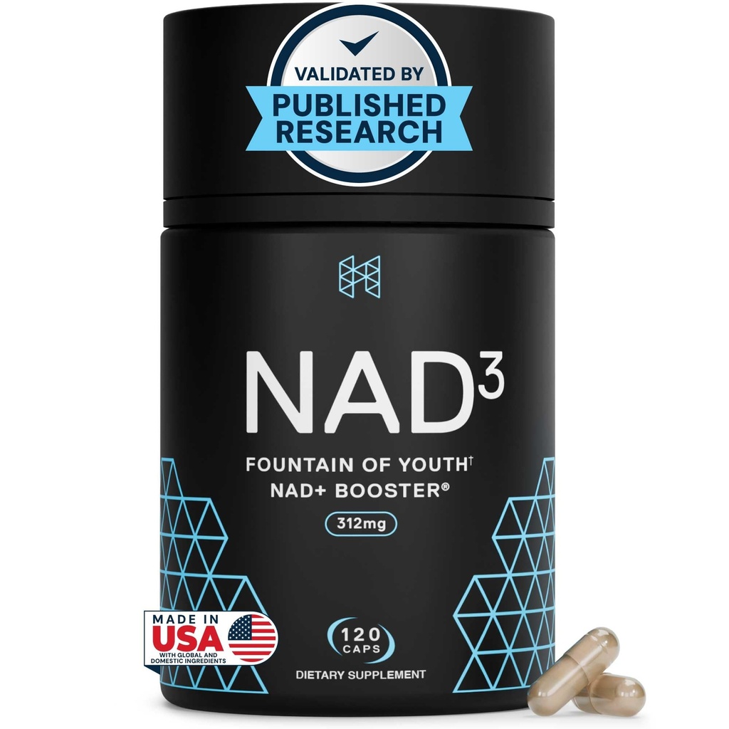HPN NAD3 Clinical NAD+ Booster, Cellular Health & Natural Energy - NAD Ergänzung für gesundes Altern, Stoffwechselunterstützung, NRF2 & Langlebigkeit, Nicotinamid Riboside & NMN Alternative, 120ct, 60-Day Supply