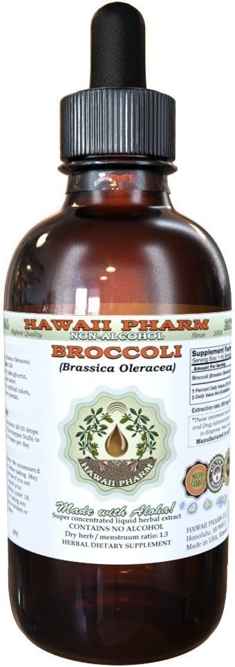 Broccoli Alkoholfreie Flüssigextrakt, Bio Broccoli (Brassica Oleracea) Seed Glycerite Hawaii Pharm Natural Herbal Supplement 2 oz