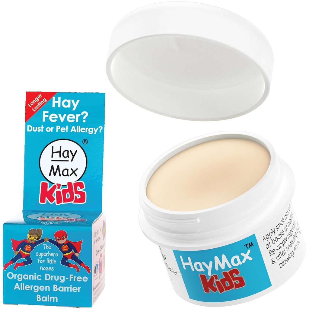 HayMax Allergen Barrier Balm für Kinder, 0.17 fl oz (5ml), Organic, Natural & Non-Drowsy, Kinder Hay Fever Allergy Relief - Traps Pollen, Dust & Pet Allergen - Ragweed & Cedar