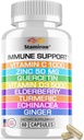 8 in 1 Immununterstützung mit Quercetin Zink 50mg Vitamin C 1000mg Vitamin D3 5000 IE und Holunder Echinacea Ingwer für Erwachsene Kinder - VIT D Supplement Veg Kapseln