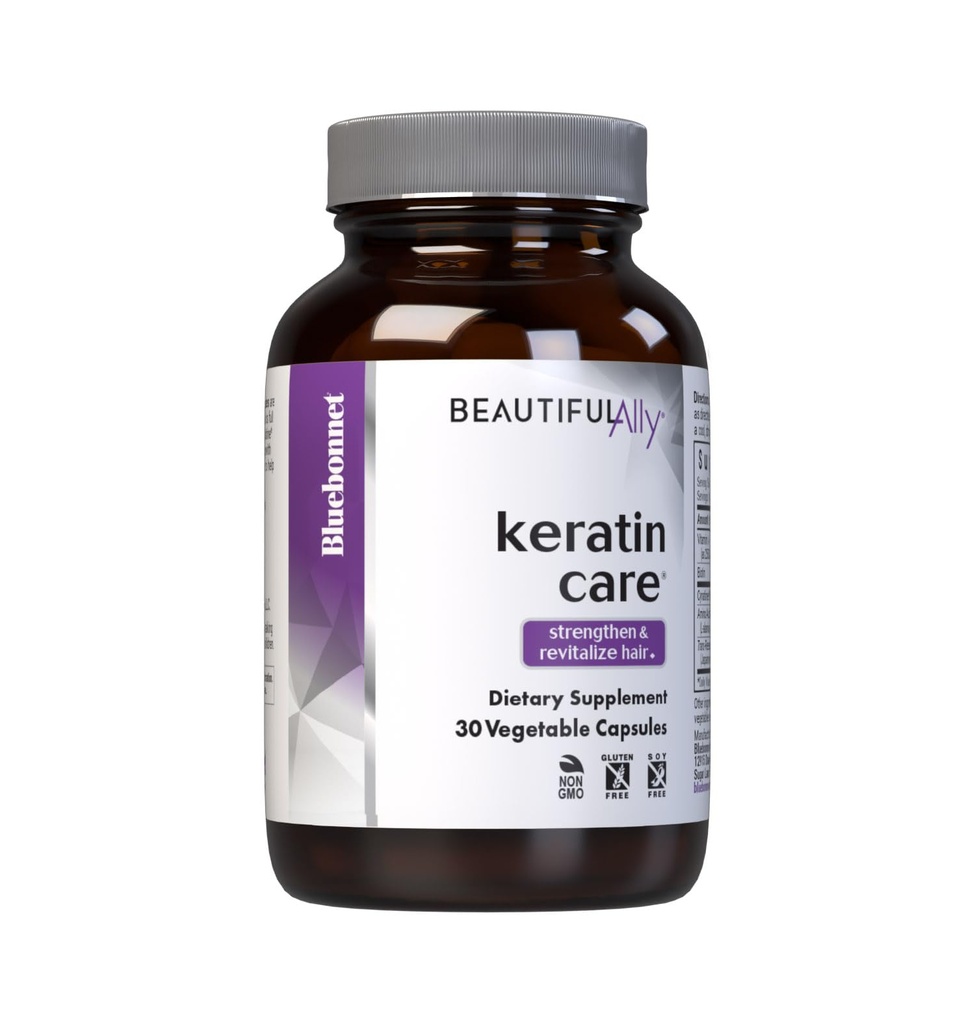 Bluebonnet Nutrition Beautiful Ally Keratin Care, Beauty Nutrient, Best for Hair, Strengthen and Revitalize Hair*, Non GMO, Gluten Free, Soy Free, Milk Free, 30 Vegetable Capsules, 30 Servings
