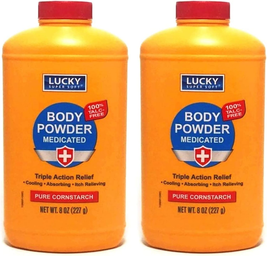2 Stk Körper-Pulver Arzneimittel 8 Unze | Dreifache Aktion Relief 100% talc-Free | Körper-Pulver für Körper Odor Sweat & Feuchtigkeit | Medizinisches Schutz-Pulver | Anti-Itch | Hautschutzmittel | Menthol und Zinkoxid