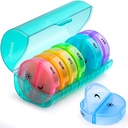 Sukuos Large Weekly Pill Organizer 2 Mal am Tag, Tägliche Pille Box 7 Tage einfach mit Doppelschutz, AM PM Pillen Fall für Medizin/Vitamin/Fish Oil/Supplements (Cyan) zu öffnen