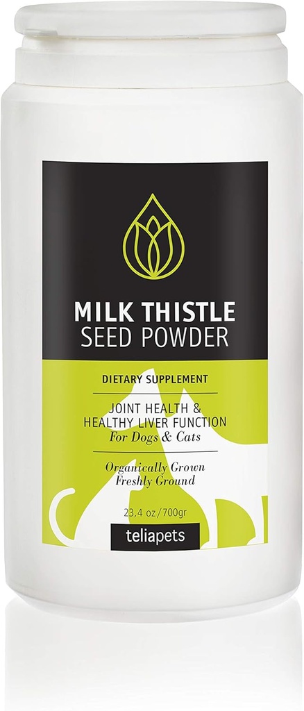 Teliapets Milchdistel Seed Powder, Kräuter & Effektiv, Natürlich, Ideal zum Schutz der Leber & Nierengesundheit, gegen Allergien, Entgiftung, Antioxidans - für Hunde & Katzen 23.4oz /700 gr